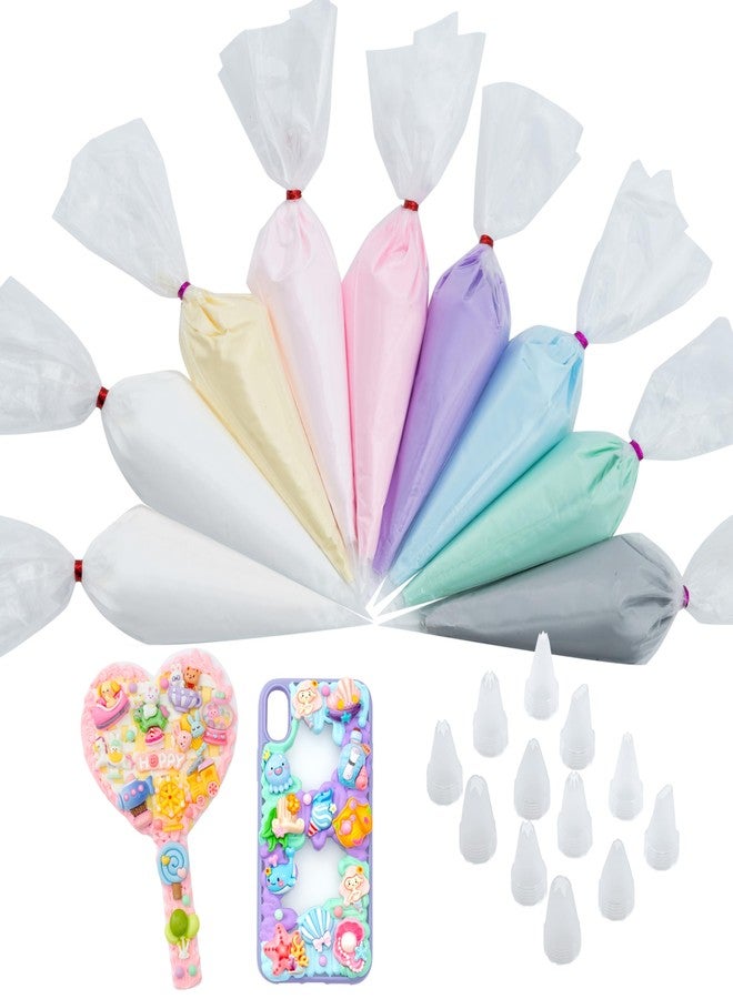 Decoden Cream 9 PCS 100g Fake Whipped Cream Glue Kit, Simulation Frosting Rainbow Whipped Clay (Pastel Set) - Image 1