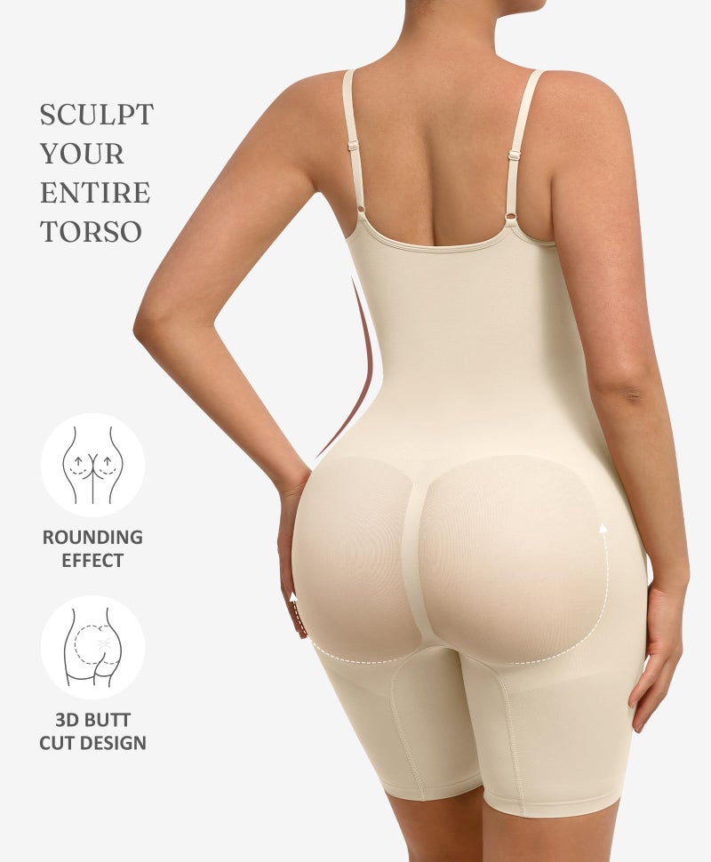 FeelinGirl Shapewear for Women Tummy Control Faja Seamless Bodysuit Body Shaper for Women Khaki M/L - Image 2