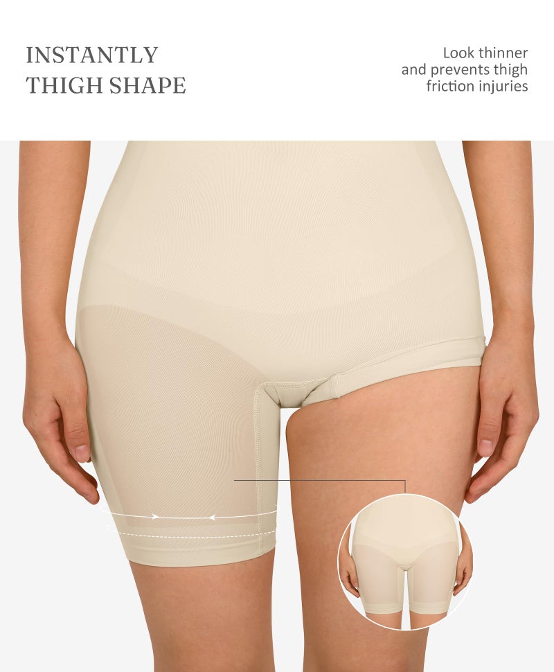 FeelinGirl Shapewear for Women Tummy Control Faja Seamless Bodysuit Body Shaper for Women Khaki M/L - Image 4