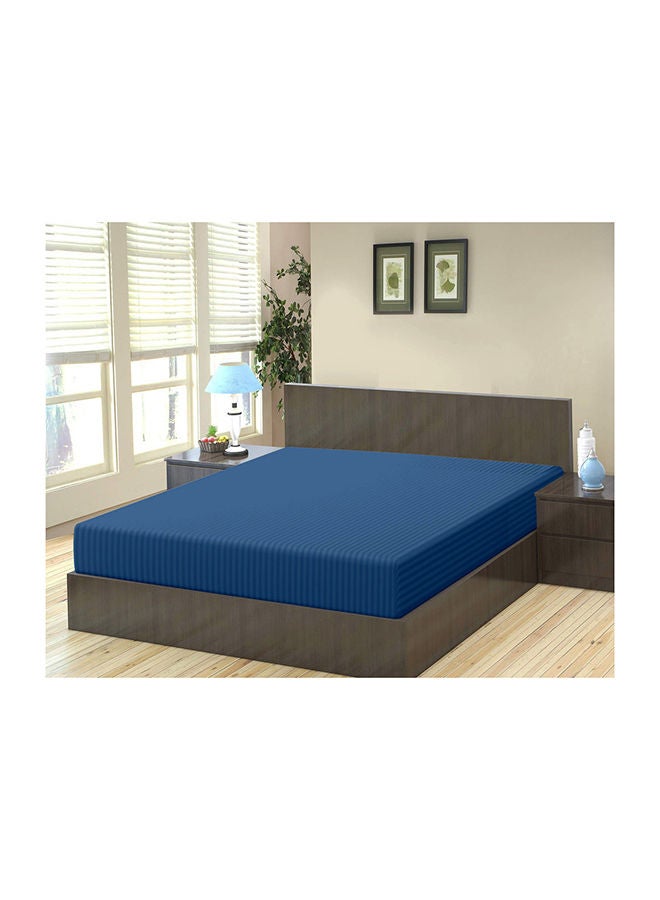 KRUDE Stripe Microfiber Royal Blue Fitted Sheet Super King 200 x 200 cm  - Image 1