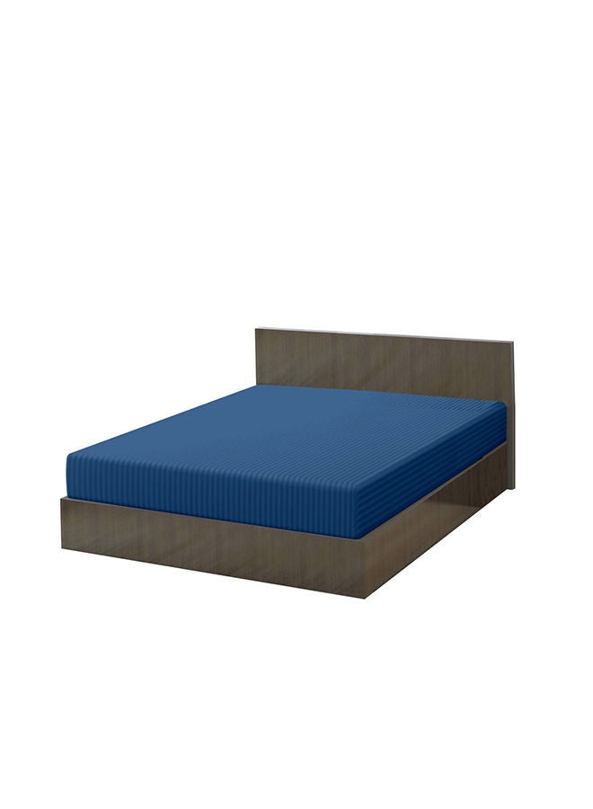 KRUDE Stripe Microfiber Royal Blue Fitted Sheet Super King 200 x 200 cm  - Image 2