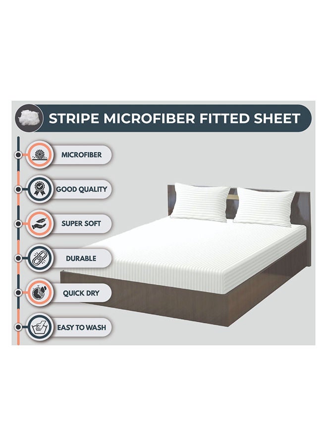 KRUDE Stripe Microfiber Royal Blue Fitted Sheet Super King 200 x 200 cm  - Image 3