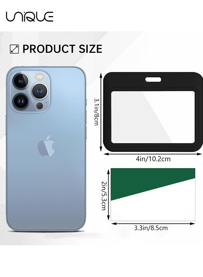 Unique 5 Pcs Double Sided ID Badge Holder,Horizontal Badge Holder with Double-Sided Clear Window,Hard Plastic Card Protector Pouch for Office School Credit Cards Proximity Key Cards Driver’s Licenses - Image 2