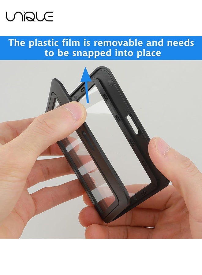 Unique 5 Pcs Double Sided ID Badge Holder,Horizontal Badge Holder with Double-Sided Clear Window,Hard Plastic Card Protector Pouch for Office School Credit Cards Proximity Key Cards Driver’s Licenses - Image 5