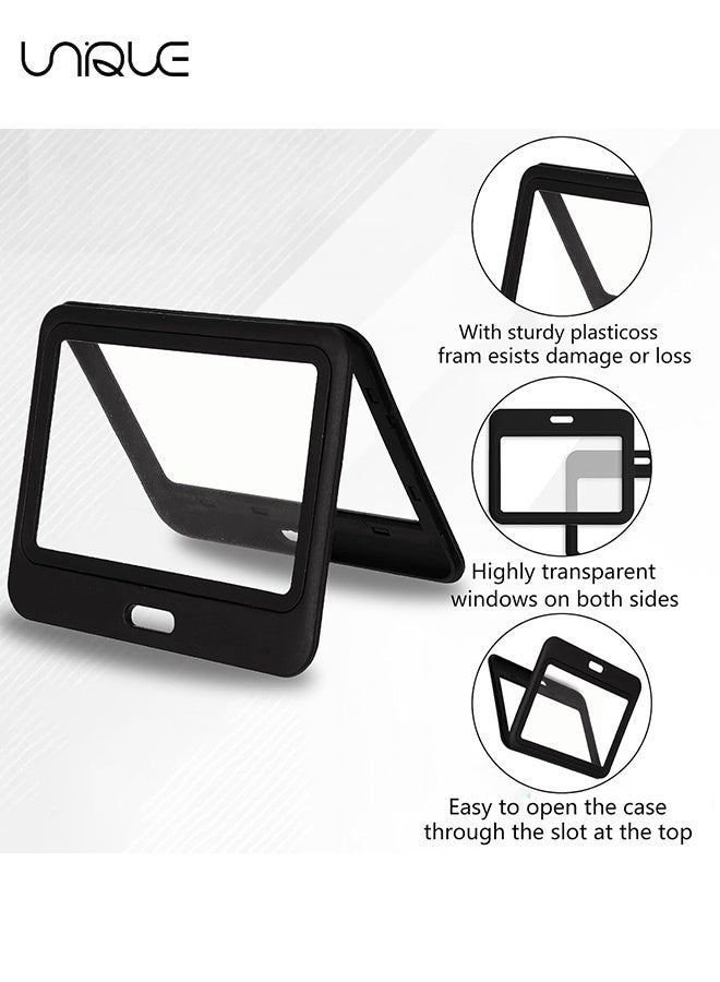 Unique 5 Pcs Double Sided ID Badge Holder,Horizontal Badge Holder with Double-Sided Clear Window,Hard Plastic Card Protector Pouch for Office School Credit Cards Proximity Key Cards Driver’s Licenses - Image 3