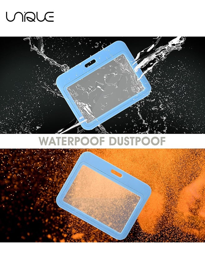 Unique 5 Pcs Double Sided ID Badge Holder,Horizontal Badge Holder with Double-Sided Clear Window,Hard Plastic Card Protector Pouch for Office School Credit Cards Proximity Key Cards Driver’s Licenses - Image 4