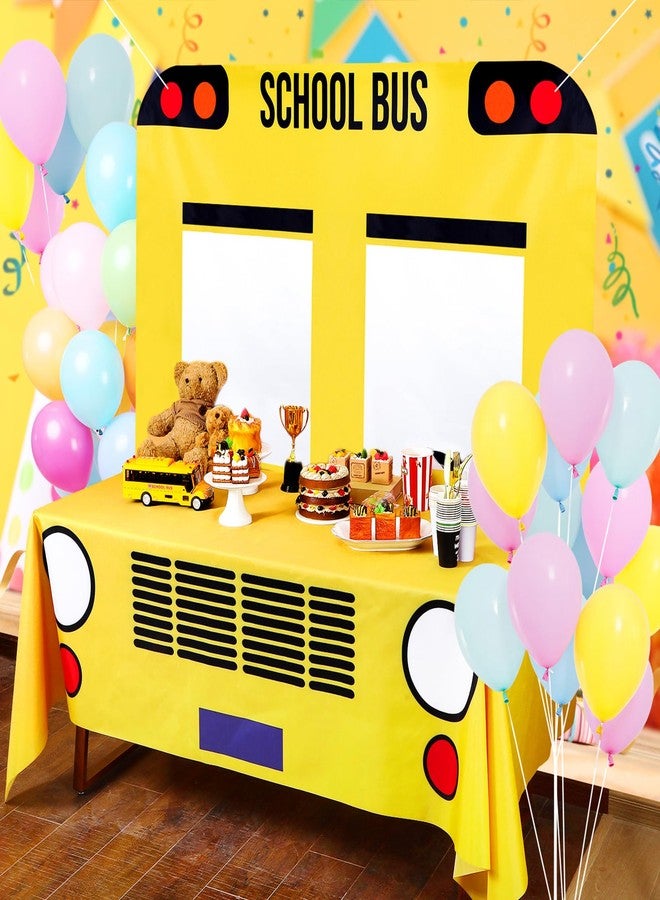 Oudain 2 Pcs School Bus Party Decorations First Day of School Banner and Tablecloth Yellow Bus Tablecover and Backdrop for Boys Girls Birthday Theme Party Favor (83.7 x 53.9 Inches) - Image 5