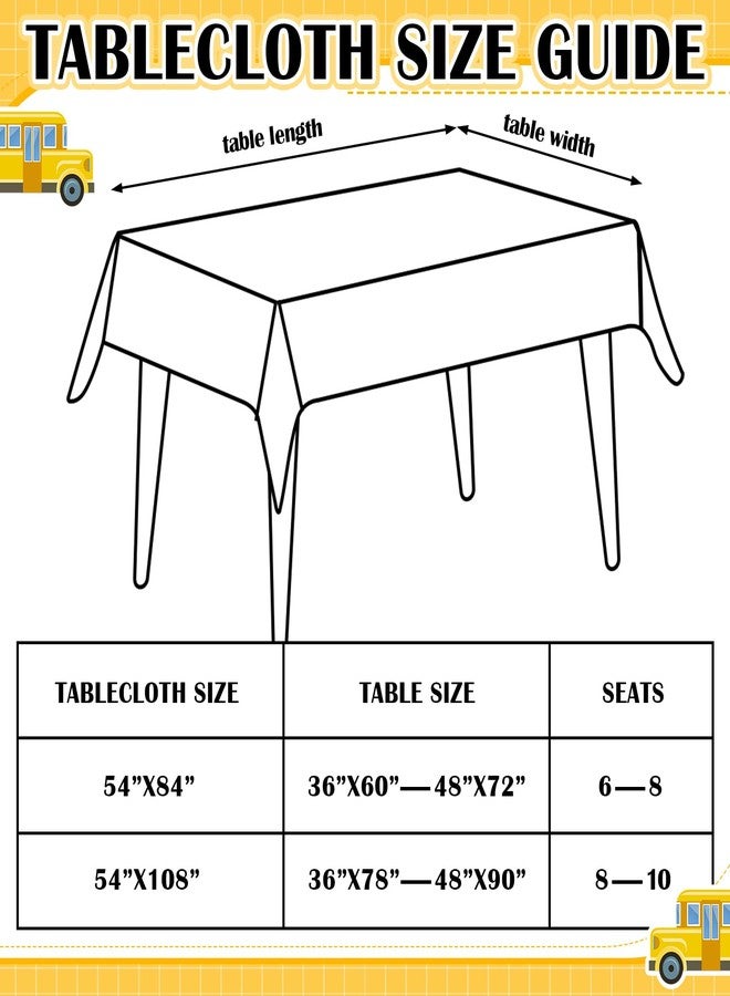 Oudain 2 Pcs School Bus Party Decorations First Day of School Banner and Tablecloth Yellow Bus Tablecover and Backdrop for Boys Girls Birthday Theme Party Favor (83.7 x 53.9 Inches) - Image 3