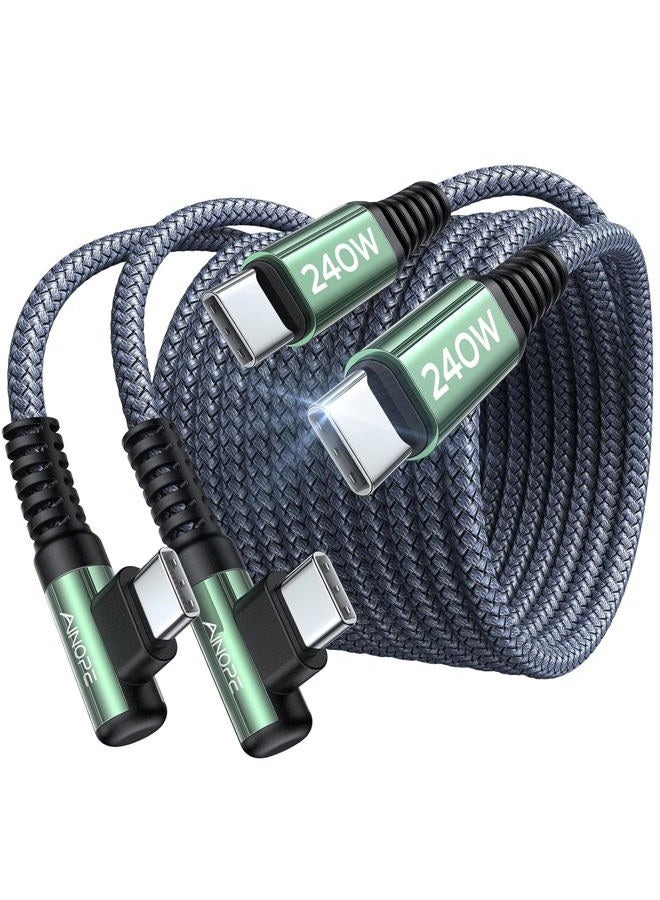 Ainope 240W USB C to USB C Cable 6.6ft/2Pack, C to C Type Fast Charging Cable, USB C Charger Cable Right Angle Compatible with MacBook Pro/Air, iPad Pro 12.9/11/Air/Mini, Samsung S23/22/21/20 - Image 1