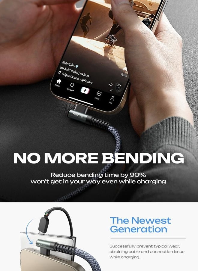 Ainope 240W USB C to USB C Cable 6.6ft/2Pack, C to C Type Fast Charging Cable, USB C Charger Cable Right Angle Compatible with MacBook Pro/Air, iPad Pro 12.9/11/Air/Mini, Samsung S23/22/21/20 - Image 3