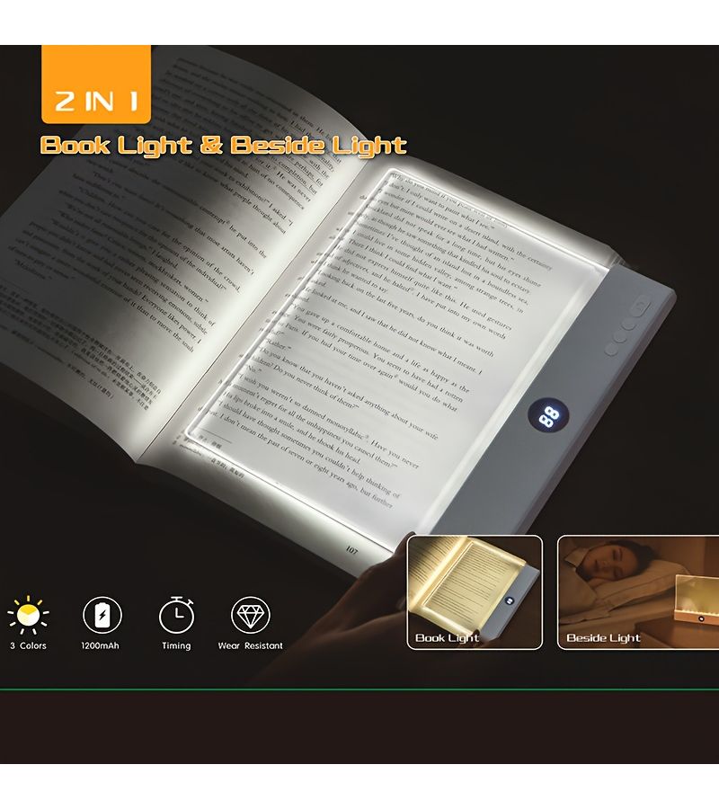Pink LED Flat Panel Rechargeable Book Light with Adjustable Color Temperature - Image 1