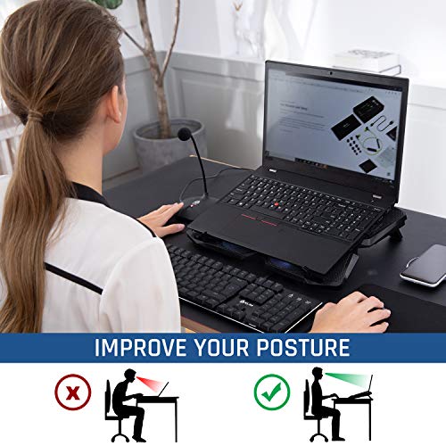 KLIM Wind Laptop Cooling Pad - More Than 500 000 Units Sold - New Version - The Most Powerful Rapid Action Cooling Fan - Laptop Stand with 4 Cooling Fans at 1200 RPM - USB Fan - PS5 PS4 - Cyan - Image 5