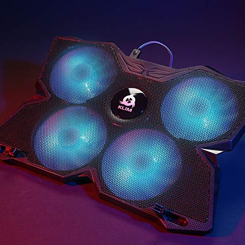 KLIM Wind Laptop Cooling Pad - More Than 500 000 Units Sold - New Version - The Most Powerful Rapid Action Cooling Fan - Laptop Stand with 4 Cooling Fans at 1200 RPM - USB Fan - PS5 PS4 - Cyan - Image 3