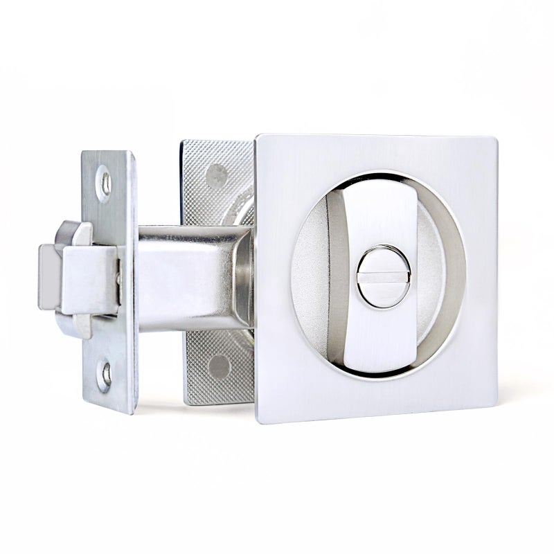 Dontay Pocket Door Privacy Lock Flush Handles 238 Backset BedBath Latch Recessed Knob Hardware for 1 38 to 2 316 Thickness Door Excluding Edge Pull Brushed Nickel Square 1 Pack - Image 2