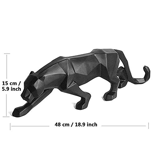 TSK The Shilpkari Resin Modern Handcrafted Abstract Black Panther Sculpture Geometrical Design Animal Figurine Home Decor Black Medium - Image 3