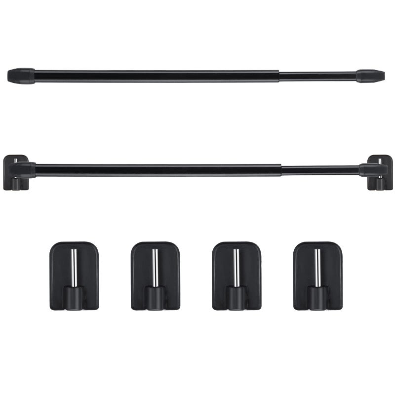 Jetec Jetec 2 Pieces Adjustable Plastic Net Curtain Rod 157275 Inch Self Adhesive Shower Curtain Rods for Window Cupboard Bars Tension Drill Less Accessories for Home Bathroom Hotel Black