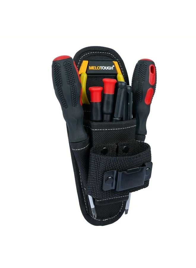 Black Tool Pouch Heavy Duty 1680D Polyester Dual Belt Clips Multiple Pockets Organizer - Image 3