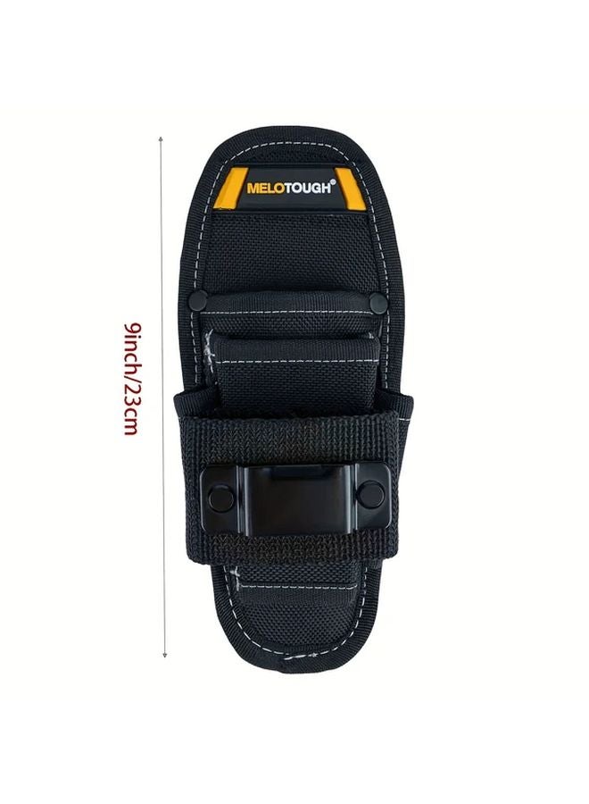 Black Tool Pouch Heavy Duty 1680D Polyester Dual Belt Clips Multiple Pockets Organizer - Image 4