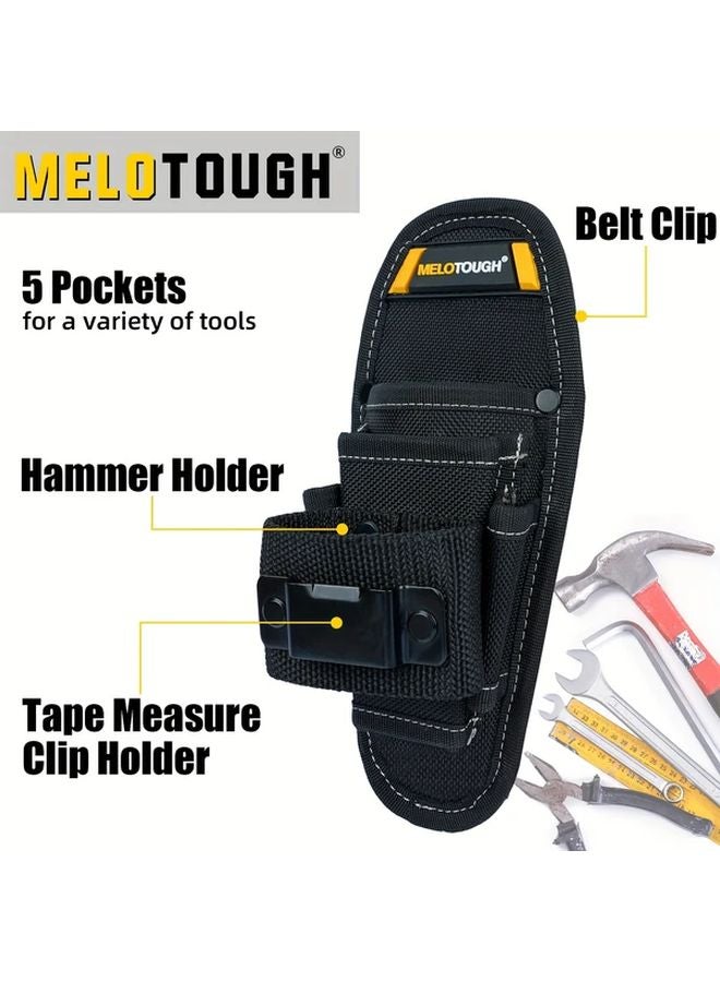 Black Tool Pouch Heavy Duty 1680D Polyester Dual Belt Clips Multiple Pockets Organizer - Image 5