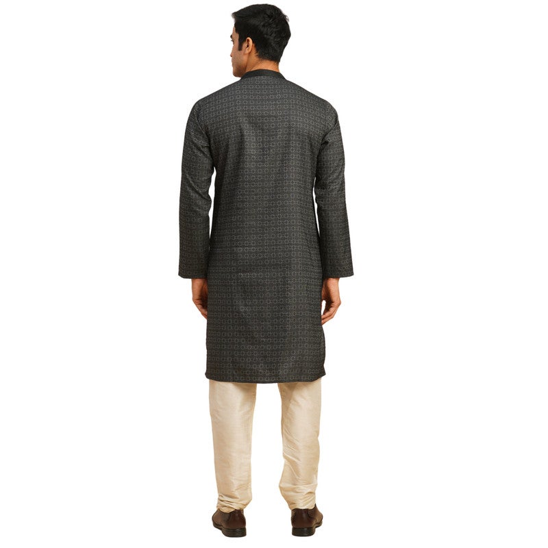 ARCHATTIRE Men’s Black Polycotton Long Kurta for Men - Image 3