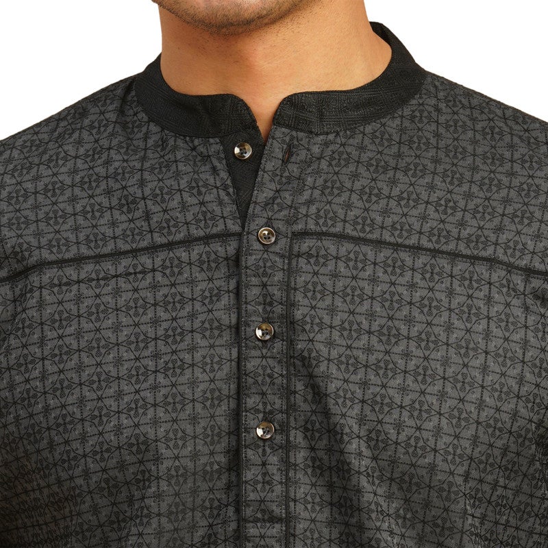 ARCHATTIRE Men’s Black Polycotton Long Kurta for Men - Image 4