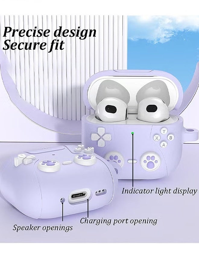 هابي دي غطاء سماعة AirPods 4 - شكل أذن قطة، غطاء بنفسجي - مع حزام على شكل أذن قطة، مصمم لـ AirPods 4 - بنفسجي - Image 5