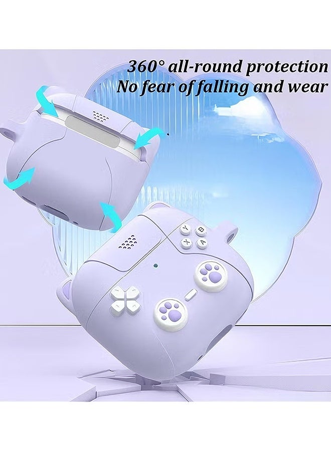 هابي دي غطاء سماعة AirPods 4 - شكل أذن قطة، غطاء بنفسجي - مع حزام على شكل أذن قطة، مصمم لـ AirPods 4 - بنفسجي - Image 4