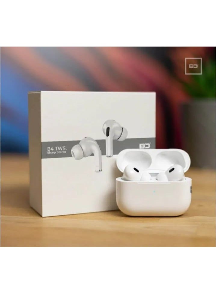 TWS B4Pro Wireless Earphone with Charging Case White - Image 1