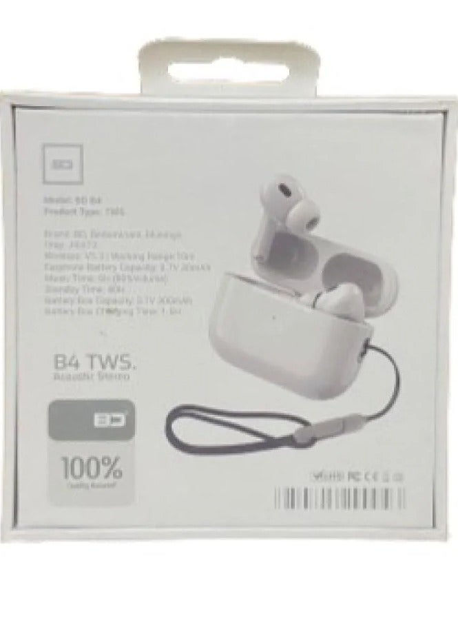 TWS B4Pro Wireless Earphone with Charging Case White - Image 3