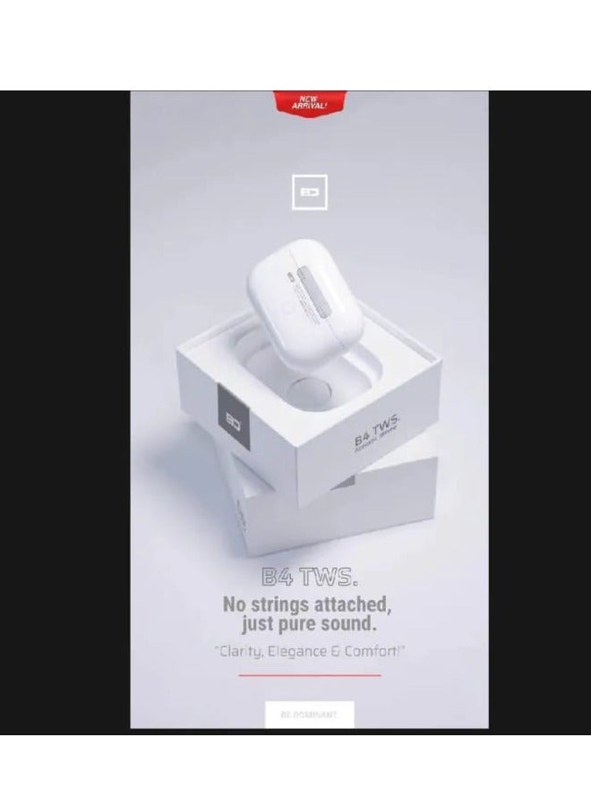 TWS B4Pro Wireless Earphone with Charging Case White - Image 4