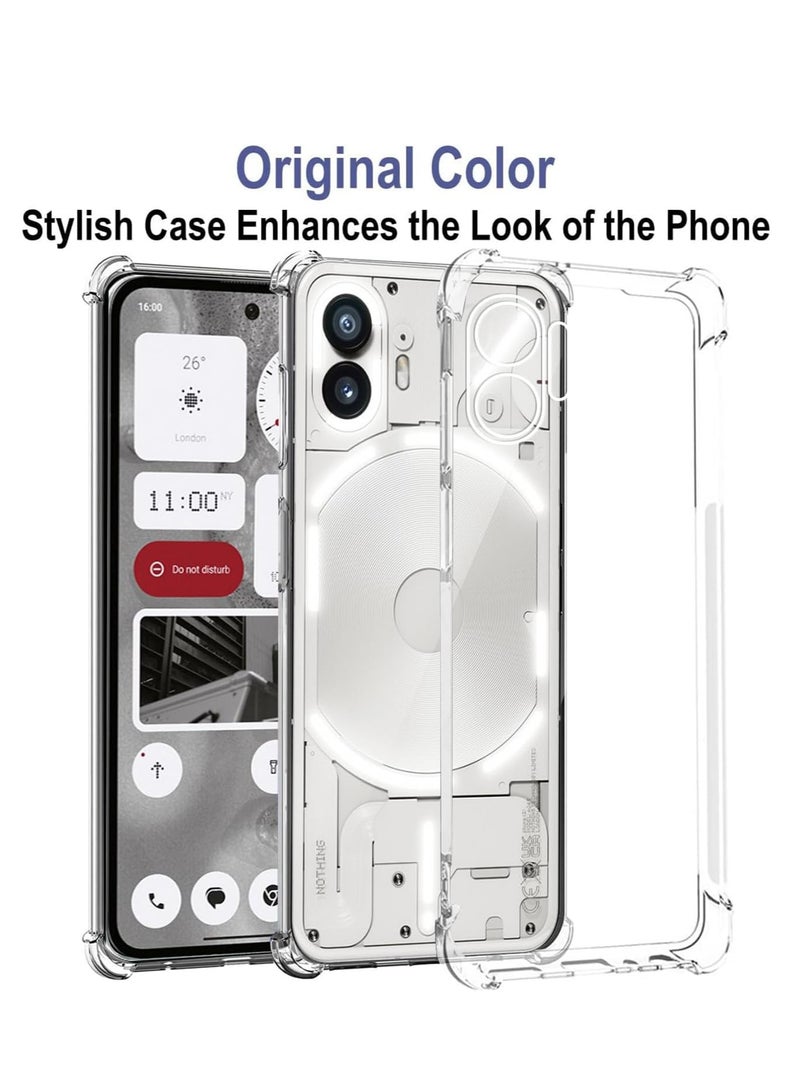 Case for Nothing Phone (2), Crystal Ultra Slim Fit TPU Anti-Scratch Clear Bumper Cover Lightweight Shock-Absorbing Corners Transparent Phone Case with 3 Tempered Glass Screen Protector