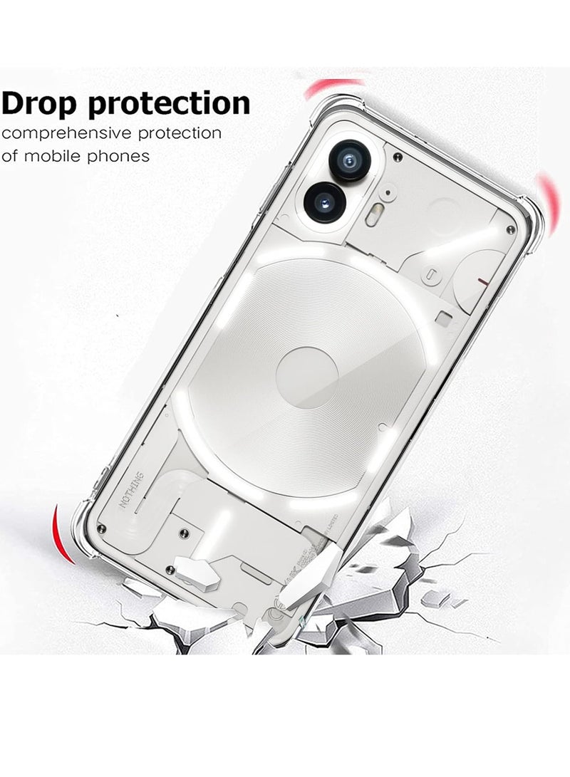 Case for Nothing Phone (2), Crystal Ultra Slim Fit TPU Anti-Scratch Clear Bumper Cover Lightweight Shock-Absorbing Corners Transparent Phone Case with 3 Tempered Glass Screen Protector