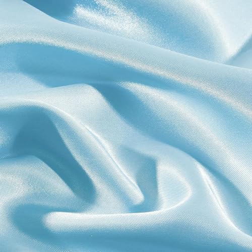 Filloxy Satin Fabric | 44" Wide-600 TC Shiny, Silky Solid Cloth for Bridal Wedding Dress, Fashion Crafts, Costumes, Decorations, Sewing, Draping Gift Wrapping Party Decoration (Pastal Blue, 5 Meter) - Image 1
