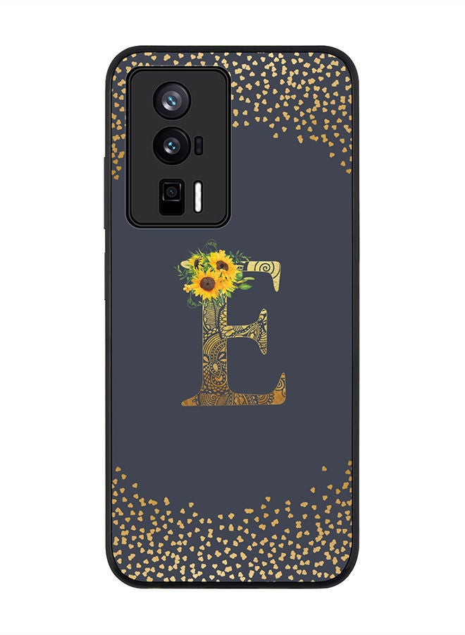 Stylizedd Rugged Black edge case for Xiaomi Poco F5 Pro 5G / Xiaomi Redmi K60 / Xiaomi Redmi K60 Pro Slim fit Flexible Rubber Edges Anti Drop TPU Cover - Monogram Letter Floral Pattern - E (Grey) - Image 1