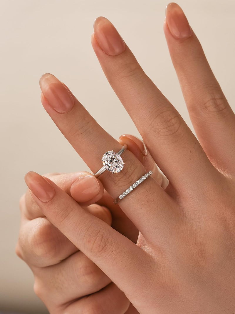 RODIFFY 1.5CT Oval Cut Engagement Ring Set,S925 Silver AAAAA Grade CZ Bridal Wedding Ring Set ((1.5CT) 18K White Gold Plated, 6) - Image 4