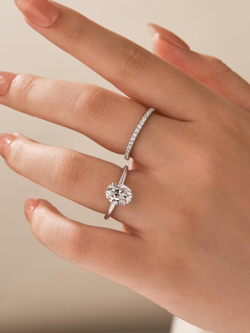 RODIFFY 1.5CT Oval Cut Engagement Ring Set,S925 Silver AAAAA Grade CZ Bridal Wedding Ring Set ((1.5CT) 18K White Gold Plated, 6) - Image 5