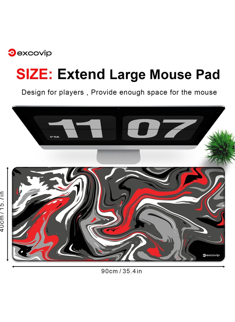 excovip - Extend Large Gaming Mouse Pad XXL,Anti-Skid Mousepad Large Keyboard Mouse Pad Desk Mat with Stitched Edges (900x400mm, Red&Black) 0149 - Image 1