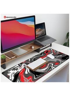 excovip Extend Large Gaming Mouse Pad XXL,Anti-Skid Mousepad Large Keyboard Mouse Pad Desk Mat with Stitched Edges (900x400mm, Red&Black) 0149  - Image 2