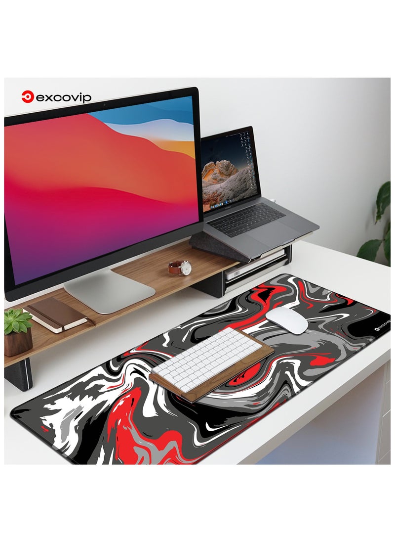 excovip - Extend Large Gaming Mouse Pad XXL,Anti-Skid Mousepad Large Keyboard Mouse Pad Desk Mat with Stitched Edges (900x400mm, Red&Black) 0149 - Image 1