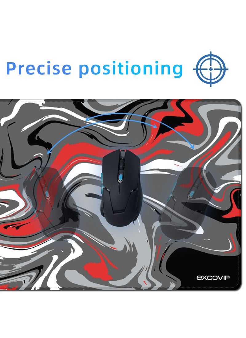 excovip - Extend Large Gaming Mouse Pad XXL,Anti-Skid Mousepad Large Keyboard Mouse Pad Desk Mat with Stitched Edges (900x400mm, Red&Black) 0149 - Image 1