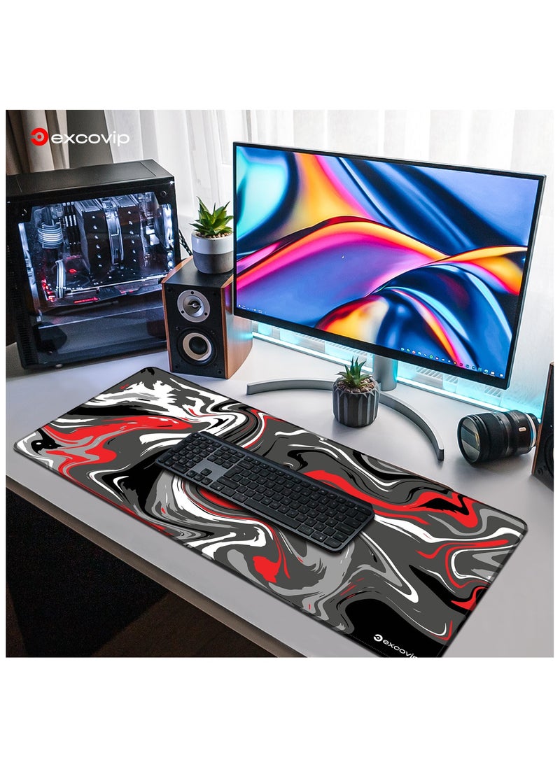 excovip - Extend Large Gaming Mouse Pad XXL,Anti-Skid Mousepad Large Keyboard Mouse Pad Desk Mat with Stitched Edges (900x400mm, Red&Black) 0149 - Image 1