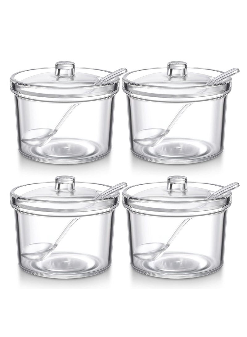 Y&D Clear Acrylic Sugar Bowl With Lid And Spoon For Coffee Bar AccessoriesCereal Bowls Tea Kitchen Countertop Canisters & Baking for Salt Spices Condiments 7.1 oz - Image 1