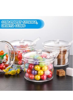 Y&D Clear Acrylic Sugar Bowl With Lid And Spoon For Coffee Bar AccessoriesCereal Bowls Tea Kitchen Countertop Canisters & Baking for Salt Spices Condiments 7.1 oz  - Image 2
