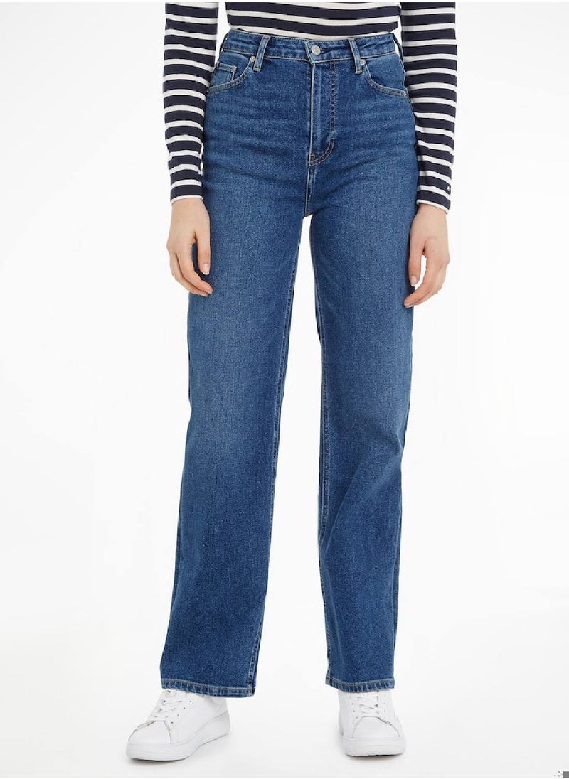 Women's High Rise Relaxed Straight Jeans, Blue - pzsku/Z590E6D72BDFD0400B5BEZ/45/_/1723744091/6588cd32-d304-4c28-a4e4-374984925ede