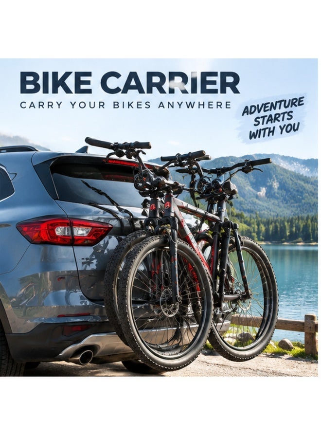 Universal Rear Car Bike Rack Carrier for 2-3 Bicycles with Heavy Duty Steel Frame, Secure Fastening Straps, Protective Rubber Padding, Foldable Trunk Mount Design, Easy Installation Bicycle Transport Holder for Sedans, Hatchbacks and SUVs, Space Saving Outdoor Travel Solution - Image 2