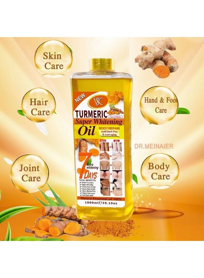 VSC 1000ML Turmeric Super Whitening Oil Body Repair Whitening and Blemishes Oil Dark Armpits Thighs Dark Knuckles Black spots Whitening Oil 100% Pure Essential Oil for Face and Body - Image 5