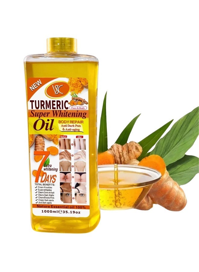VSC 1000ML Turmeric Super Whitening Oil Body Repair Whitening and Blemishes Oil Dark Armpits Thighs Dark Knuckles Black spots Whitening Oil 100% Pure Essential Oil for Face and Body - Image 1