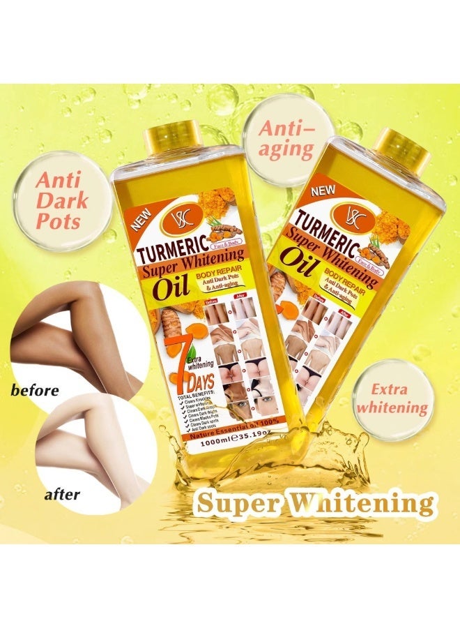 VSC 1000ML Turmeric Super Whitening Oil Body Repair Whitening and Blemishes Oil Dark Armpits Thighs Dark Knuckles Black spots Whitening Oil 100% Pure Essential Oil for Face and Body - Image 4