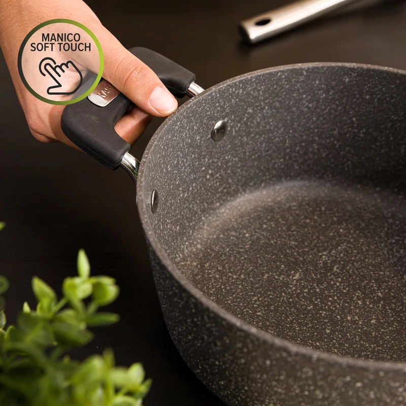 Simply Kitchen  New Petra Dark Casserole 28 Cm With Glass Lid Gray  | Best Price UAE