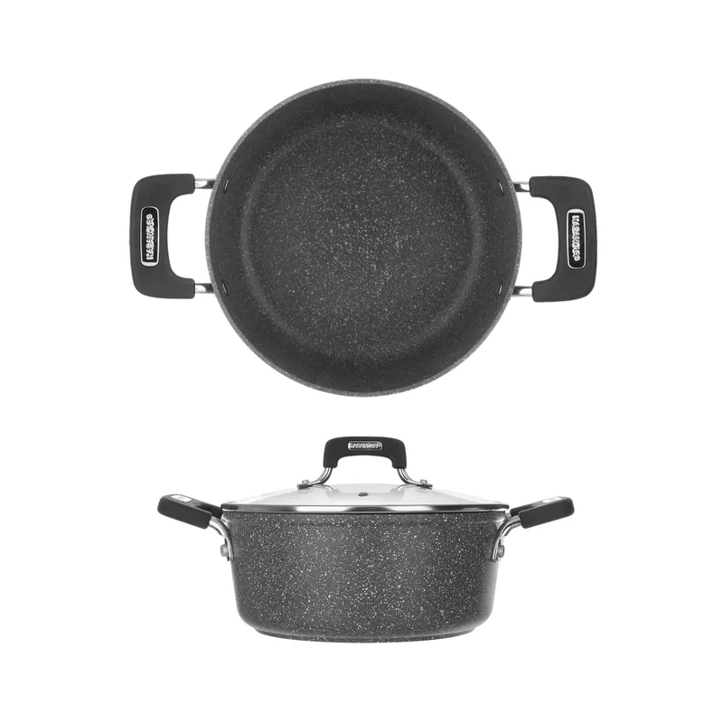 Simply Kitchen New Petra Dark Casserole 28 Cm With Glass Lid Gray